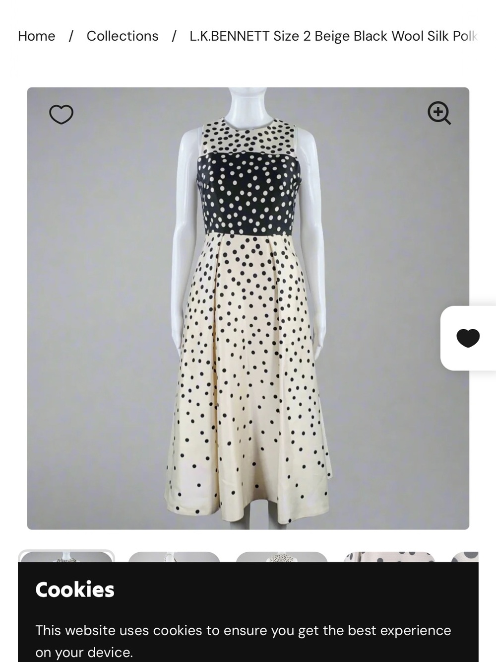 LK Bennett Black and Beige Polka Dot Fit-and-Flare Dress